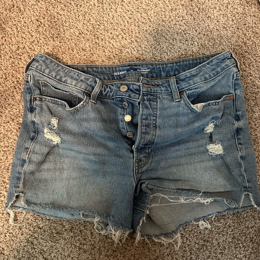 Old Navy Blue Jean Shorts Distressed Raw Hem